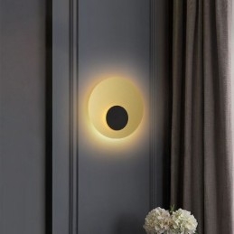 Applique da parete nordica nera oro rotonda in rame pieno