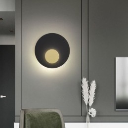 Applique da parete nordica nera oro rotonda in rame pieno
