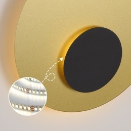 Applique da parete nordica nera oro rotonda in rame pieno
