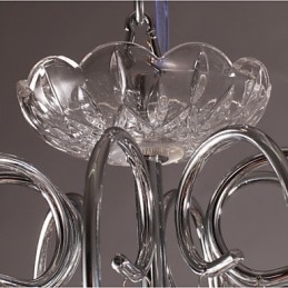 Lampadario tradizionale classico in metallo cromato di cristallo