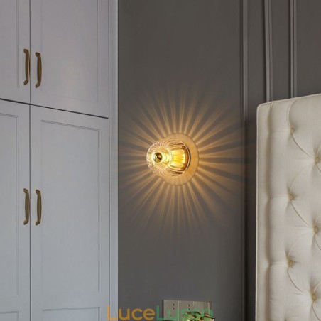 Moderna illuminazione da parete con paralume in vetro trasparente Applique da parete spazzolata Moderna illuminazione da parete con paralume in vetro trasparente Applique da parete spazzolata
