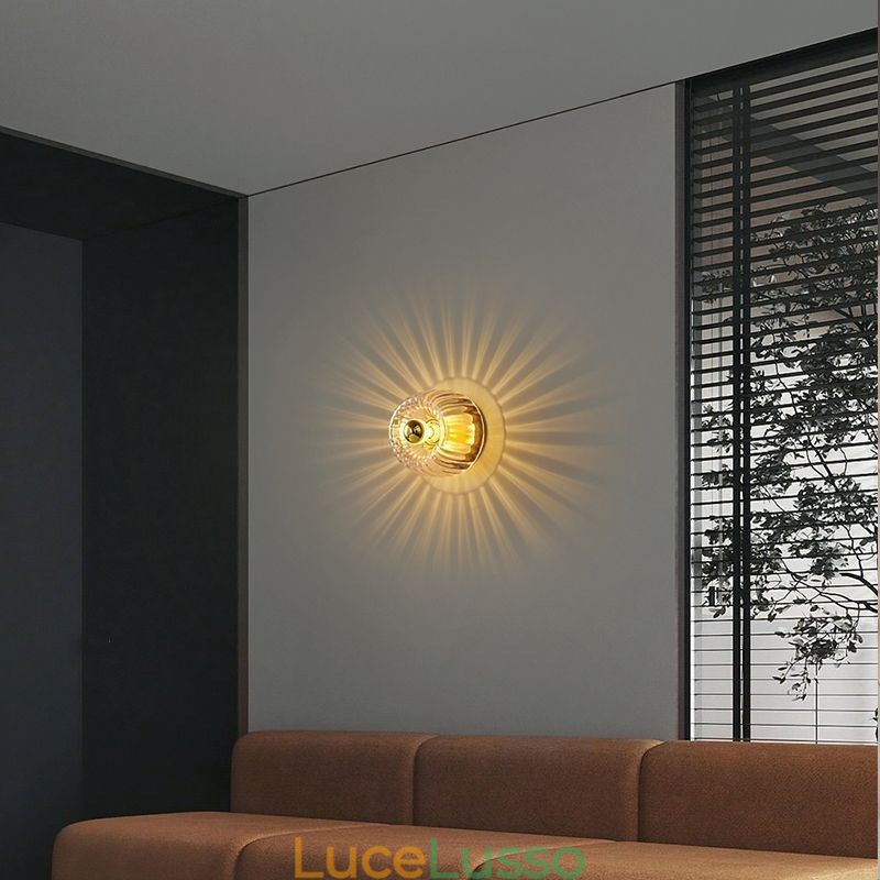 Moderna illuminazione da parete con paralume in vetro trasparente Applique da parete spazzolata