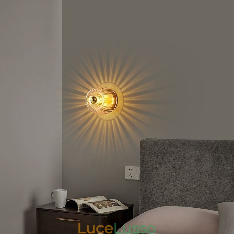 Moderna illuminazione da parete con paralume in vetro trasparente Applique da parete spazzolata