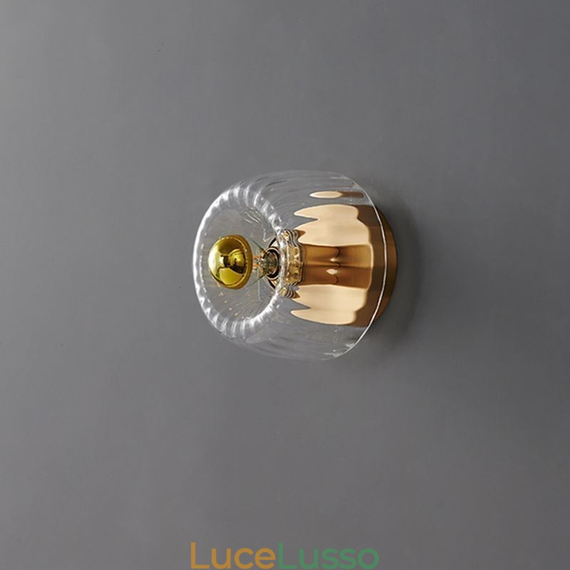 Moderna illuminazione da parete con paralume in vetro trasparente Applique da parete spazzolata