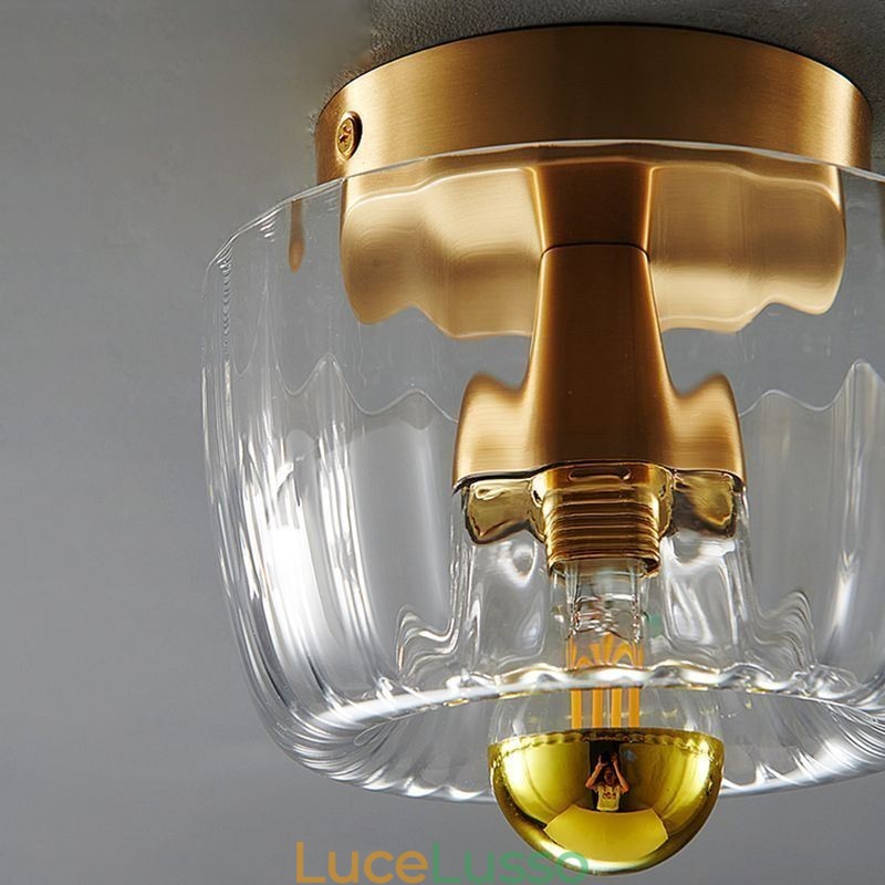 Moderna illuminazione da parete con paralume in vetro trasparente Applique da parete spazzolata