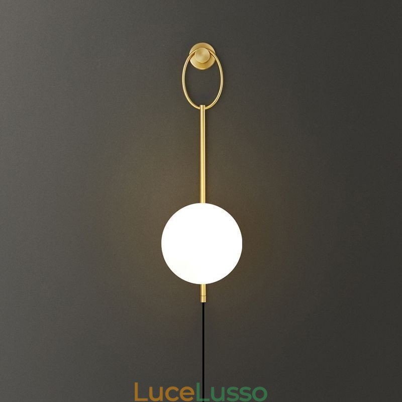 Applique da parete moderna a forma di globo in vetro oro spazzolato