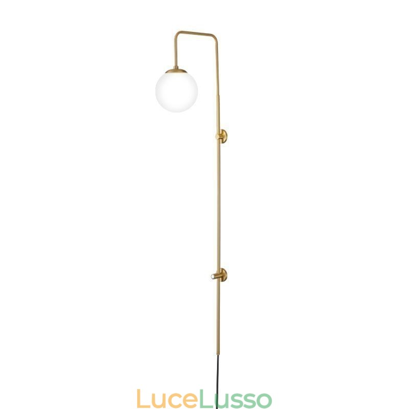 Applique da parete moderna a forma di globo in vetro oro spazzolato