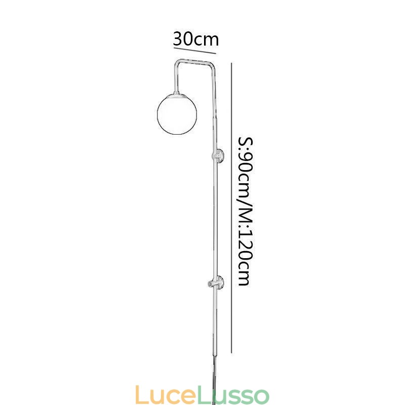 Applique da parete moderna a forma di globo in vetro oro spazzolato