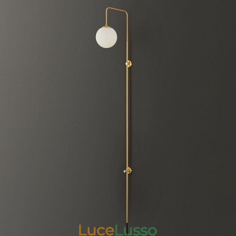 Applique da parete moderna a forma di globo in vetro oro spazzolato