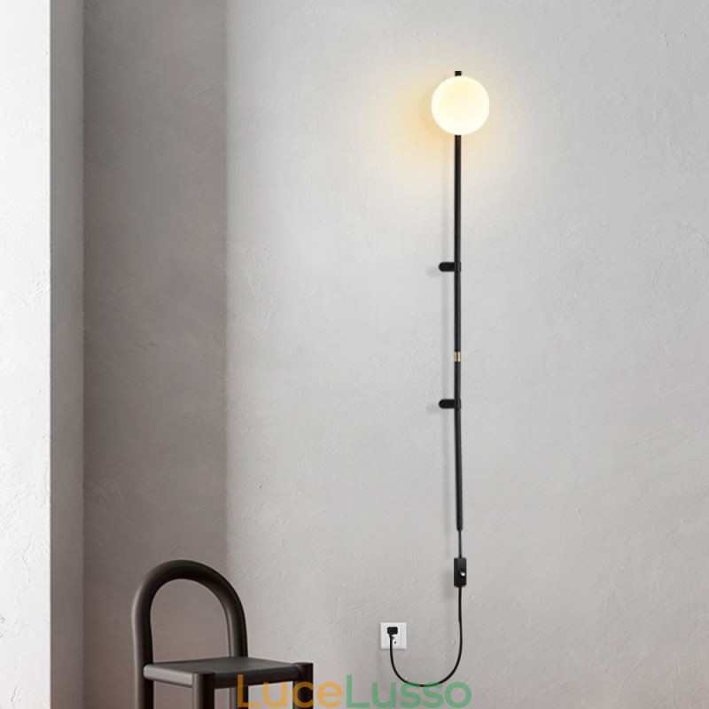 Applique da parete a globo, illuminazione Mid Century Magic Bean, lampada da parete con spina