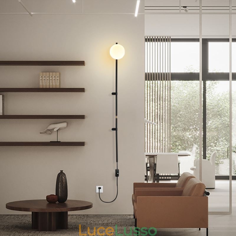 Applique da parete a globo, illuminazione Mid Century Magic Bean, lampada da parete con spina