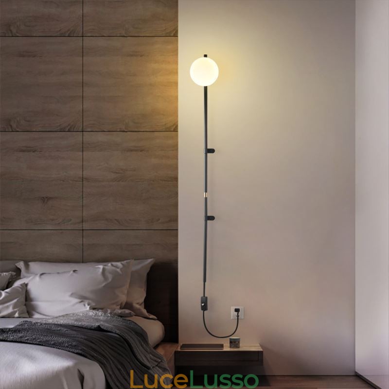 Applique da parete a globo, illuminazione Mid Century Magic Bean, lampada da parete con spina