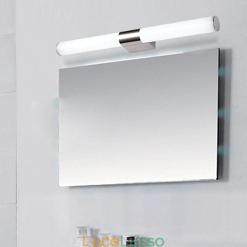 Lampada da parete moderna in acciaio inox con specchio, luci da bagno, applique da parete