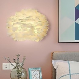 Lampada da parete decorativa con piume creative
