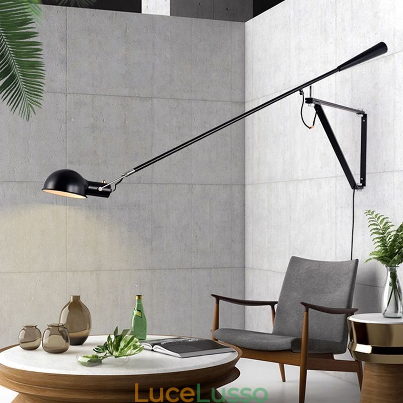 Lampada da parete con braccio a bilanciere singolo, lampada da lettura sul comodino
