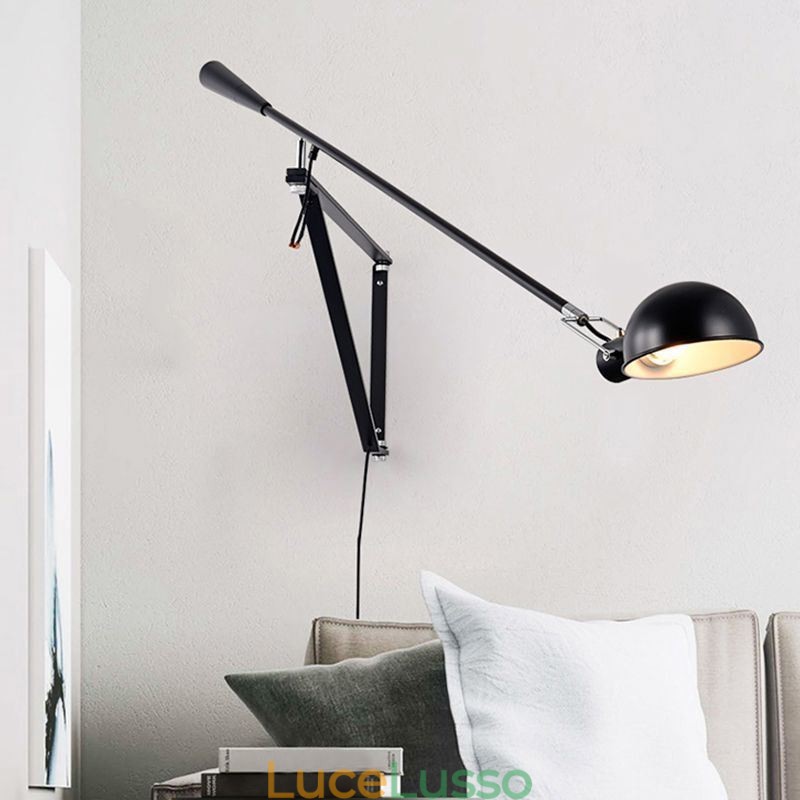 Lampada da parete con braccio a bilanciere singolo, lampada da lettura sul comodino