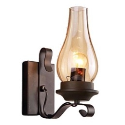 Lampada da parete in ferro battuto vintage, illuminazione a luce singola
