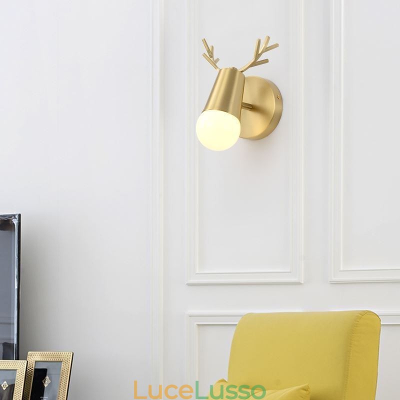 Lampada da parete in ottone nordico con luce frontale a specchio