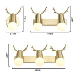 Lampada da parete in ottone nordico con luce frontale a specchio
