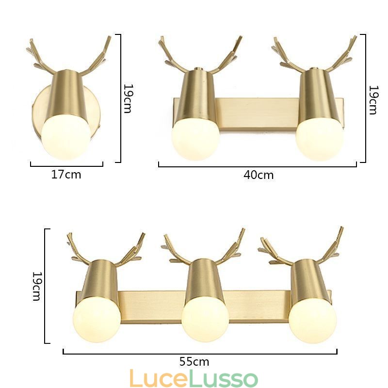 Lampada da parete in ottone nordico con luce frontale a specchio
