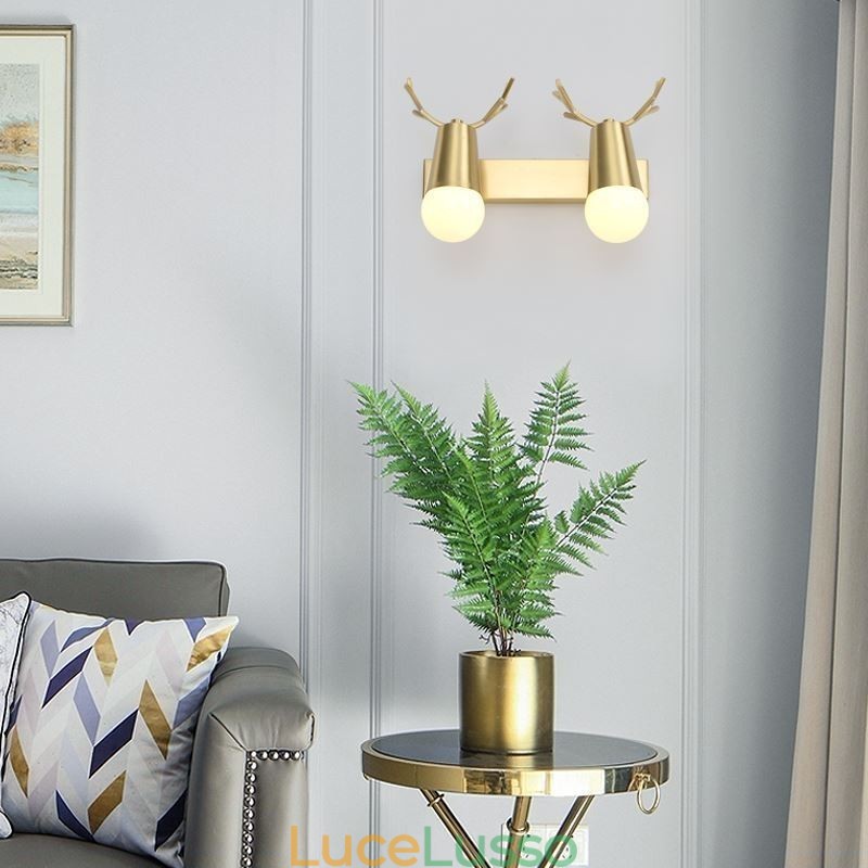 Lampada da parete in ottone nordico con luce frontale a specchio