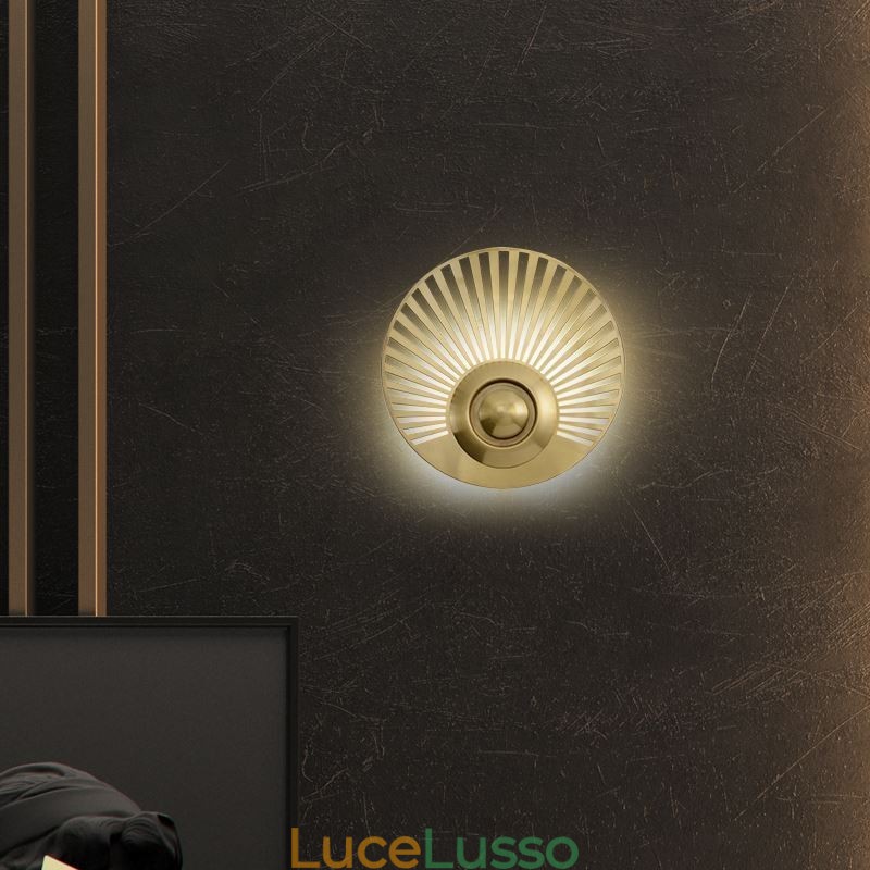 Lampada da parete in ottone nordico con forma rotonda cava