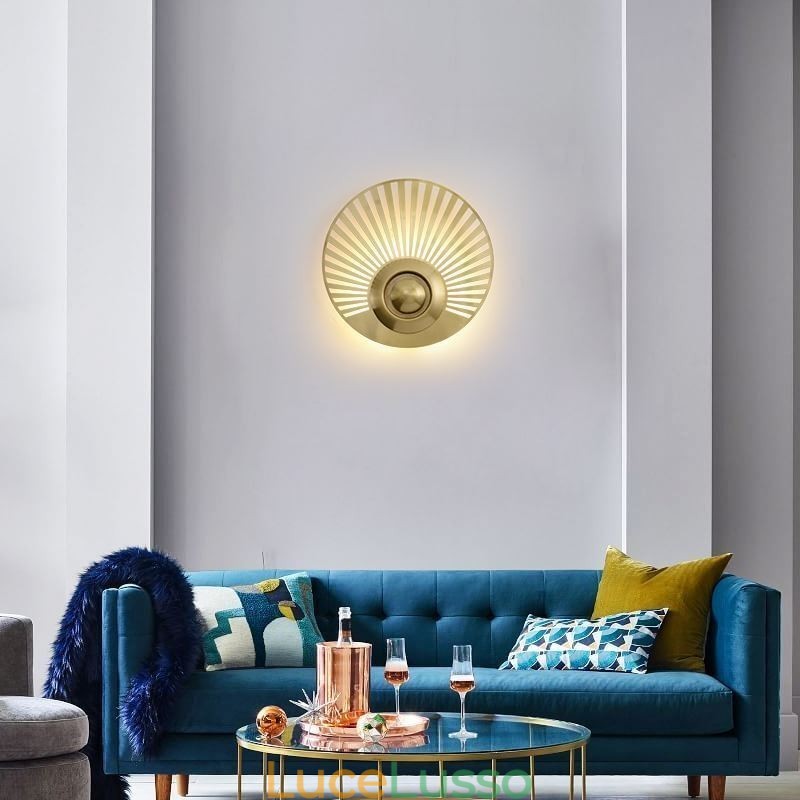 Lampada da parete in ottone nordico con forma rotonda cava