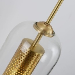 Lampada da parete in ottone nordico con paralume in vetro cilindrico interno cavo