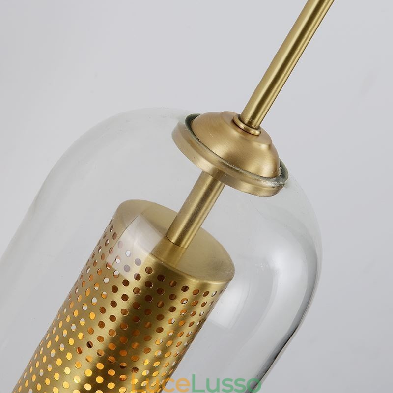 Lampada da parete in ottone nordico con paralume in vetro cilindrico interno cavo