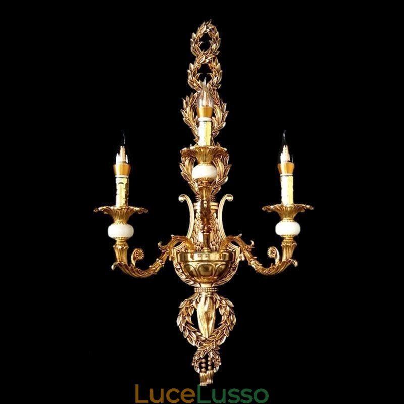 Lampada da parete europea Lussuosa lampada da parete a petalo Lampada decorativa in giada Illuminazione da comodino