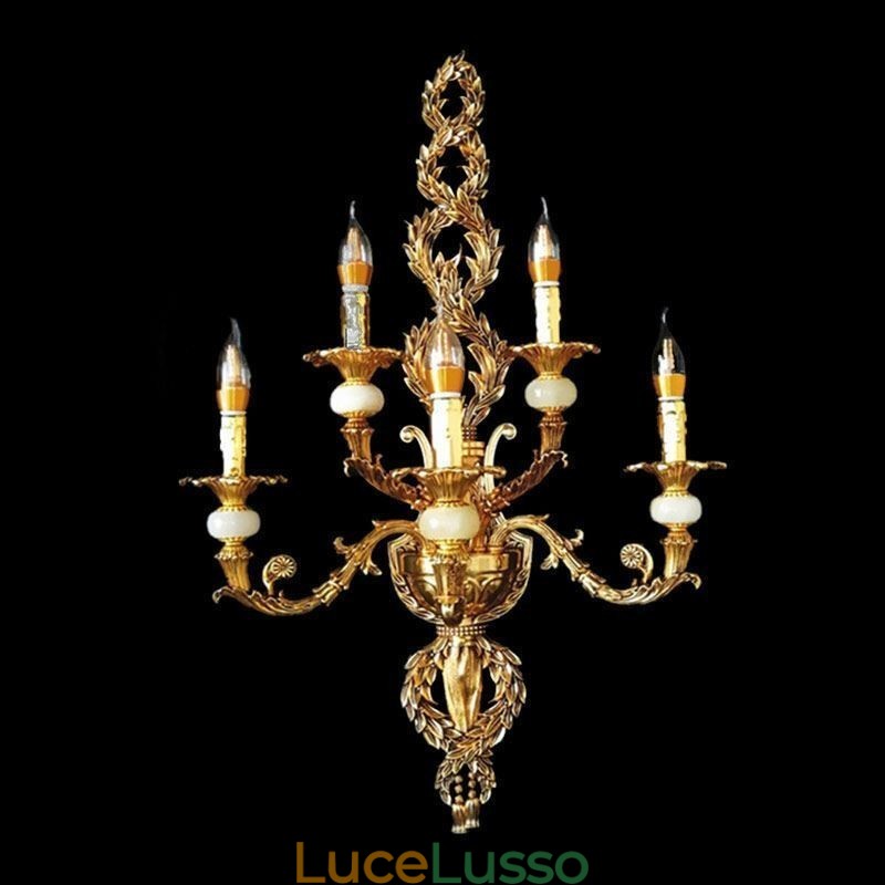 Lampada da parete europea Lussuosa lampada da parete a petalo Lampada decorativa in giada Illuminazione da comodino