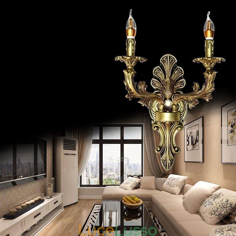 Lampada da parete retrò europea creativa doppia illuminazione per la casa applique da parete illuminazione da comodino