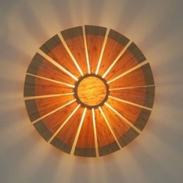 Applique da parete rotonda con fiori, unica lampada da parete in bambù, illuminazione decorativa creativa