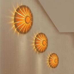 Applique da parete rotonda con fiori, unica lampada da parete in bambù, illuminazione decorativa creativa