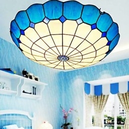 Lampada a cupola con vetrate artistiche rurali europee che assorbono la luce