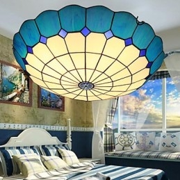 Lampada a cupola con vetrate artistiche rurali europee che assorbono la luce