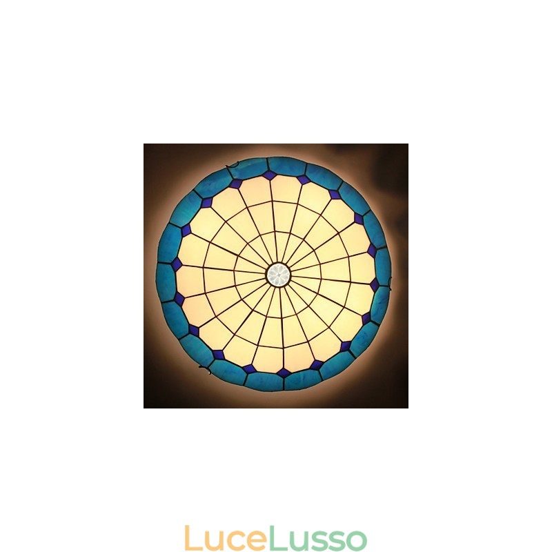 Lampada a cupola con vetrate artistiche rurali europee che assorbono la luce
