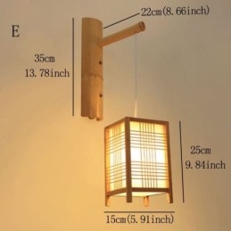 Applique da parete in bambù intrecciato, illuminazione da parete cinese retrò