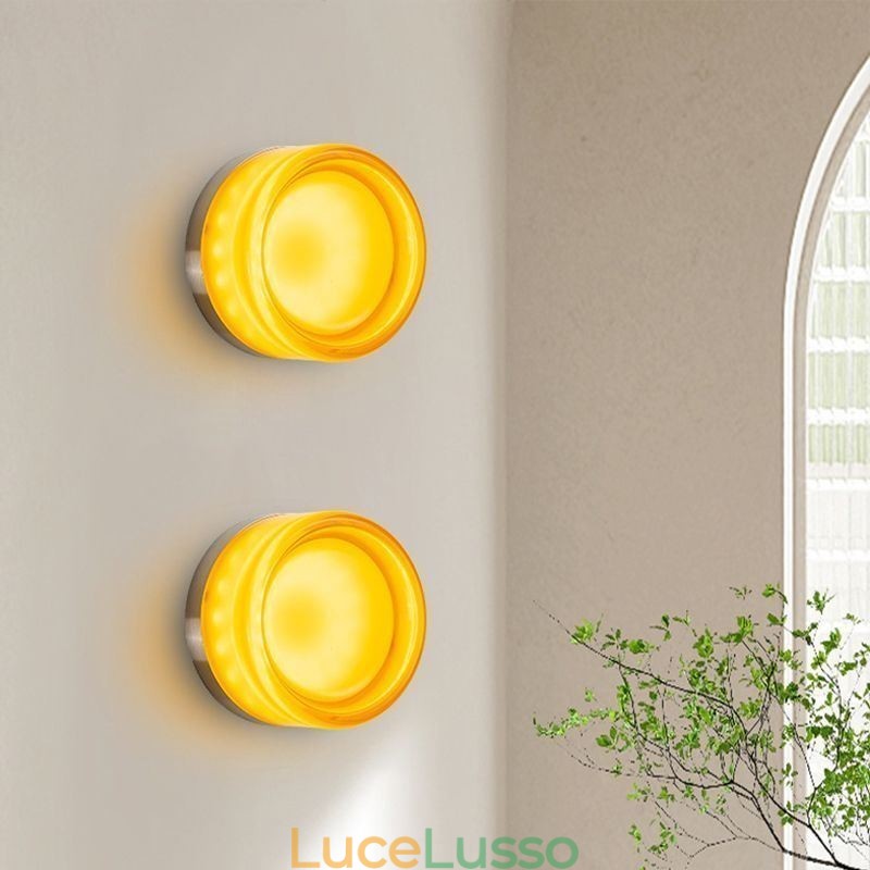 Applique da parete moderna minimalista in acrilico con testa singola rotonda in ferro battuto piccola