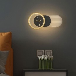 Lampada da parete moderna minimalista in acrilico ferro battuto orologio da parete luce