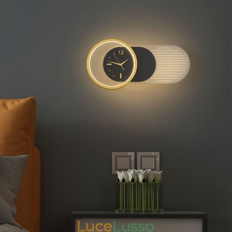Lampada da parete moderna minimalista in acrilico ferro battuto orologio da parete luce