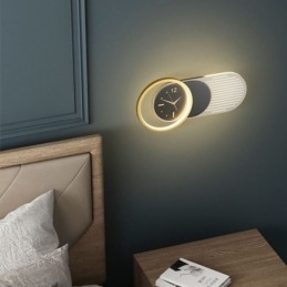 Lampada da parete moderna minimalista in acrilico ferro battuto orologio da parete luce