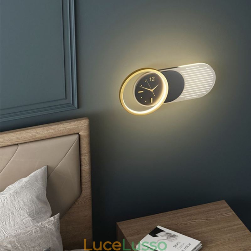 Lampada da parete moderna minimalista in acrilico ferro battuto orologio da parete luce