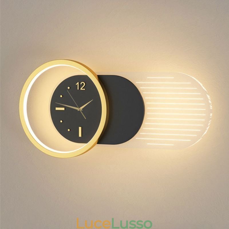 Lampada da parete moderna minimalista in acrilico ferro battuto orologio da parete luce