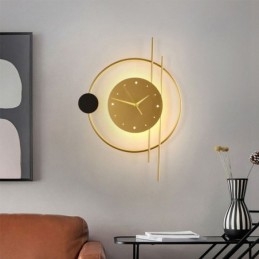 Orologio da parete moderno minimalista lampada da parete in ferro battuto e