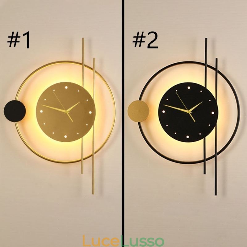 Orologio da parete moderno minimalista lampada da parete in ferro battuto e