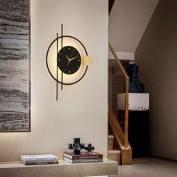 Orologio da parete moderno minimalista lampada da parete in ferro battuto e