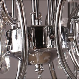 Lampadario tradizionale classico in metallo cromato di cristallo