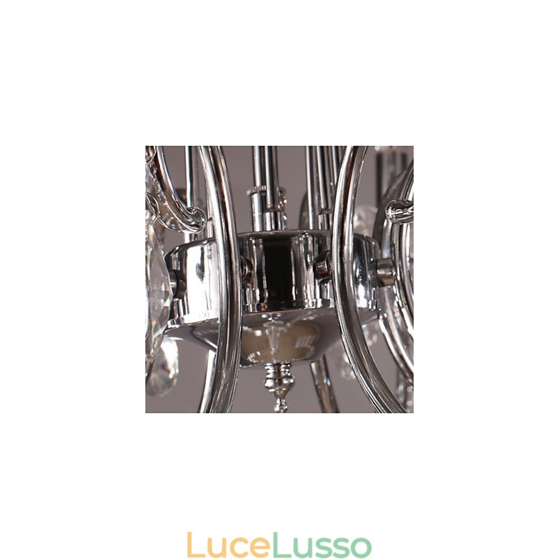 Lampadario tradizionale classico in metallo cromato di cristallo