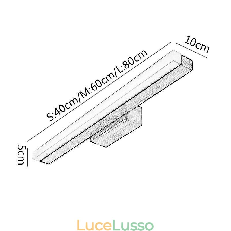 Lampada da parete moderna in legno massello con specchio